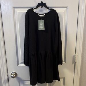 Black Ribbed Knit Dress